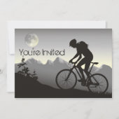 マウンパーソナライズされたテンバイクもしくは自転車に乗る人アンドムーン誕生日 招待状 (正面)