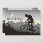マウンパーソナライズされたテンバイクもしくは自転車に乗る人アンドムーン誕生日 招待状 (正面/裏面)