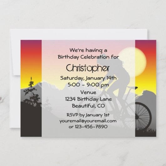 マウンパーソナライズされたトバイクサイクリング誕生日 招待状 (裏面)