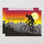 マウンパーソナライズされたトバイクサイクリング誕生日 招待状 (正面/裏面)