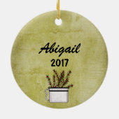 マウンパーソナライズされた素朴トカントリームースホリデイ セラミックオーナメント (裏面)