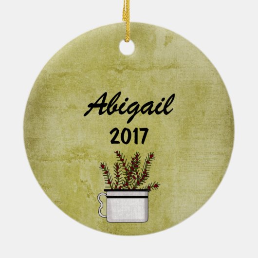 マウンパーソナライズされた素朴トカントリームースホリデイ セラミックオーナメント (裏面)