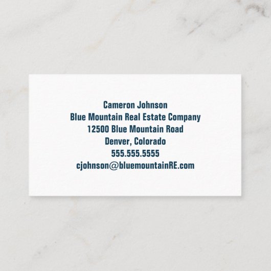 マウン実在テンエステートカスタム会社ブルーホワイト 名刺 (裏面)