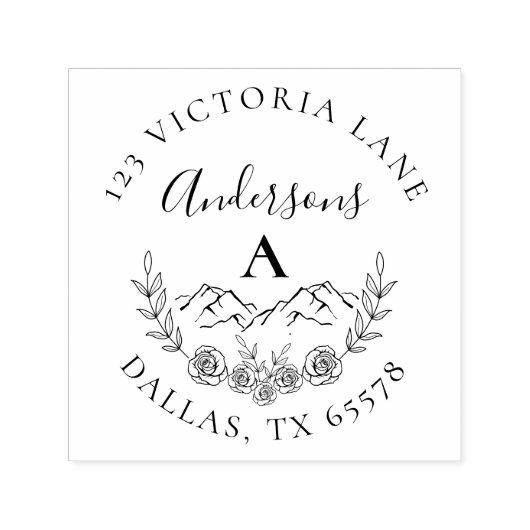 マウン素朴テンとエレガントイニシャル差出人住所 セルフインキングスタンプ (デザイン)