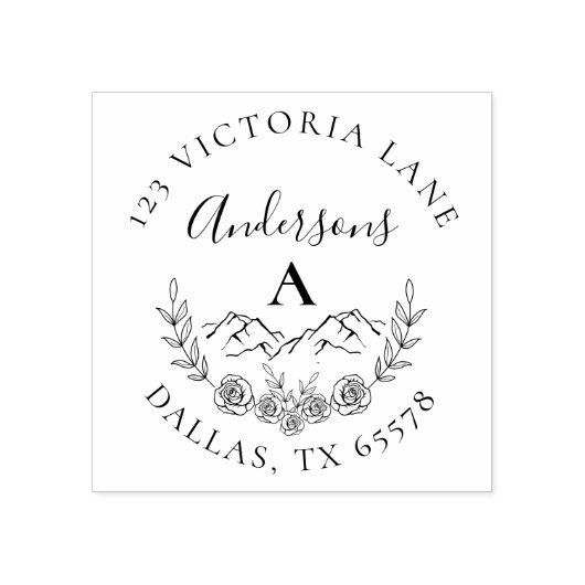 マウン素朴テンとエレガントイニシャル差出人住所 ラバースタンプ (インプリント)