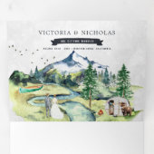 マウン素朴テンリバーフォレスト 図解入りの、写真付きの結婚| 三つ折り招待状 (内部最初)