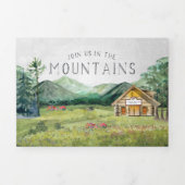 マウン素朴テンリバーフォレスト 図解入りの、写真付きの結婚| 三つ折り招待状 (カバー)