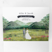 マウン素朴テンリバーフォレスト 図解入りの、写真付きの結婚| 三つ折り招待状 (内部最初)