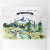 マウン素朴テンリバーフォレスト 図解入りの、写真付きの結婚| 三つ折り招待状 (内部最初)