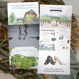 マウン素朴テン畑   結婚s 三つ折り招待状