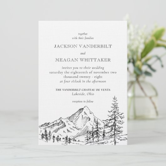 マウン素朴テン結婚の写真招待状テンプレート 招待状 (スタンド正面)