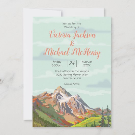 マウン素朴テン結婚式招待状 招待状 (正面)