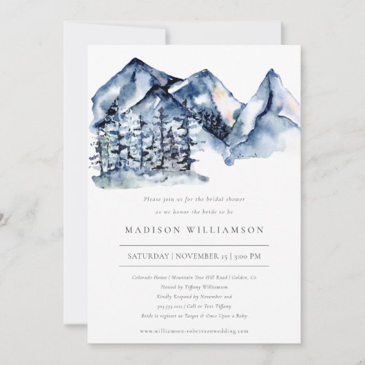 マウン素朴トウォーターカラーボホブライダルシャワー 招待状 (正面)