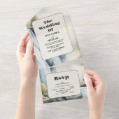 マウン素朴トウォーターフォー結婚ズ オールインワン招待状 (貼ってはがせる)