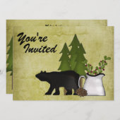 マウン素朴トカントリーベア誕生日招待状 招待状 (正面/裏面)