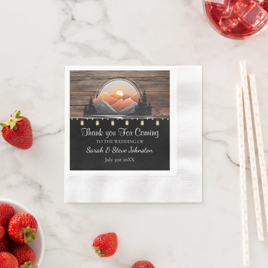 マウン素朴トバレーフォレストサンセット結婚ズ 縁ありカクテルナプキン (インサイチュ)