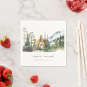 マウン素朴トパインフォレストウッドキャビン結婚ズ スタンダードカクテルナプキン (インサイチュ)