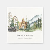 マウン素朴トパインフォレストウッドキャビン結婚ズ スタンダードカクテルナプキン (正面)