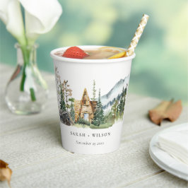 マウン素朴トパインフォレストウッドキャビン結婚ズ 紙コップ