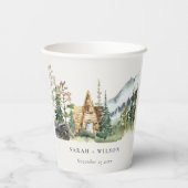 マウン素朴トパインフォレストウッドキャビン結婚ズ 紙コップ (裏面)