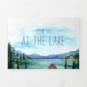 マウン素朴トレイク結婚サイド 三つ折り招待状 (カバー)