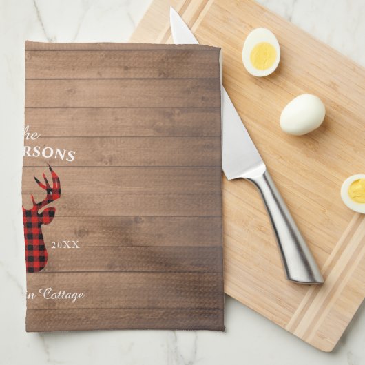 マウン素朴パーソナライズされたテンハウスファミリー キッチンタオル (四つ折り)