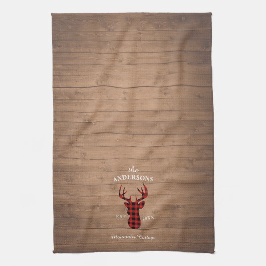 マウン素朴パーソナライズされたテンハウスファミリー キッチンタオル (縦)