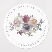 マウヴエレガントウォーター色フローラ差出人住所 ラベル (デザイン2)