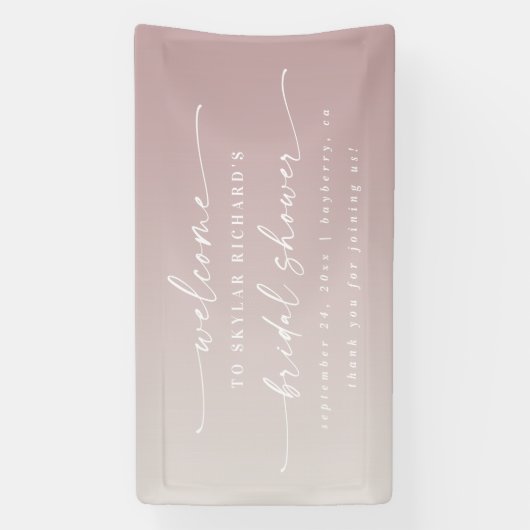 マウヴエレガントグラデーションーとアイボリーブライダルシャワーへようこそ 横断幕 (縦)