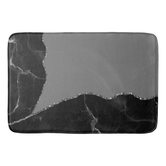 マウヴエレガントグレイフェイクグリッター大理石 バスマット (正面)