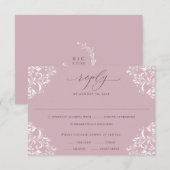 マウヴエレガントダスティバラクラシックヴィンテージ結婚ズ 出欠カード (正面/裏面)