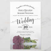 マウヴエレガントダスティバラ予算結婚式招待状 (正面)