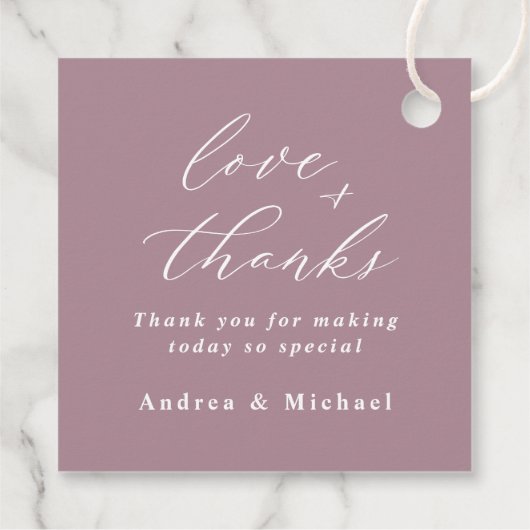 マウヴエレガントダスティバラ結婚ズ上品なメッセージカード フェイバータグ (裏面)