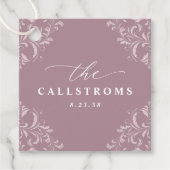 マウヴエレガントダスティバラ結婚ズ上品なメッセージカード フェイバータグ (正面)