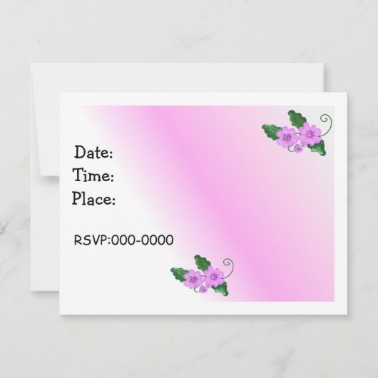 マウヴエレガントフローラ誕生日招待状 招待状 (裏面)