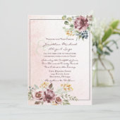 マウヴエレガント赤面ピンクフローラクリスチャン結婚ズ 招待状 (スタンド正面)