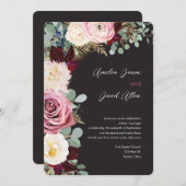 マウヴエレガント&ムーディブラック結婚式招待状 招待状 (正面/裏面)