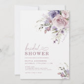 マウヴエレガント&ラベンダーブライダルシャワーフローラ 招待状 (正面)