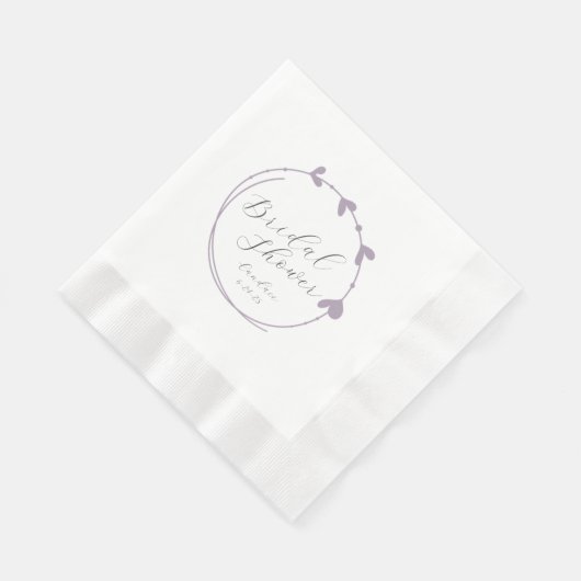 マウヴシンプルハートリースブライダルシャワー 縁ありランチョンナプキン (角)