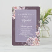 マウヴプラム薄紫ヴィンテージフローラ婚約パーティ 招待状 (スタンド正面)