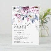 マウヴモダンウォーター色フローラブライダルシャワー 招待状 (スタンド正面)