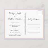 マウヴモダンタイポグラフィシンプルフォト結婚ズ 案内ポストカード (裏面)