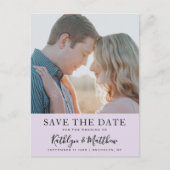 マウヴモダンタイポグラフィシンプルフォト結婚ズ 案内ポストカード (正面)