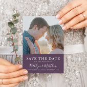 マウヴモダンタイポグラフィシンプルフォト結婚ズ 案内ポストカード