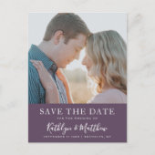 マウヴモダンタイポグラフィシンプルフォト結婚ズ 案内ポストカード (正面)