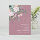 マウヴモダンフローラユーカリ結婚式招待状 招待状 (スタンド正面)