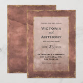 マウヴモダン金ゴールド結婚ズ 招待状 (正面/裏面)