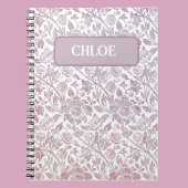 マウヴヴィンテージ植物模様 ノートブック