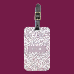 マウヴヴィンテージ植物模様 ラゲッジタグ