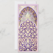 マウヴ薄紫フェイク金ゴールド結婚イスラム 招待状 (裏面)